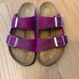 Birkenstock Festival fuschia Pink buckle arizona Sandals oiled 8 39